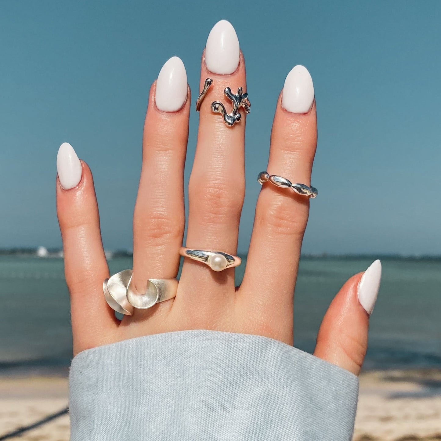 Water Element Ring in 925 Sterling Silver · Knuckle Ring