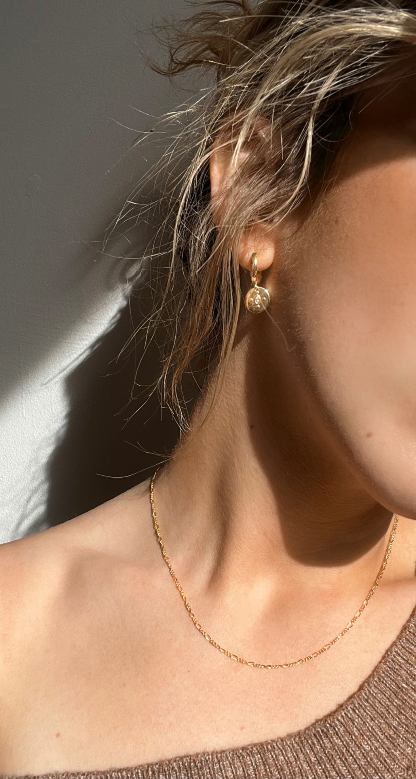 OELLA Gold Hoops Earrings ∙ Minimalist Evil Eye Charm Drop Earrings