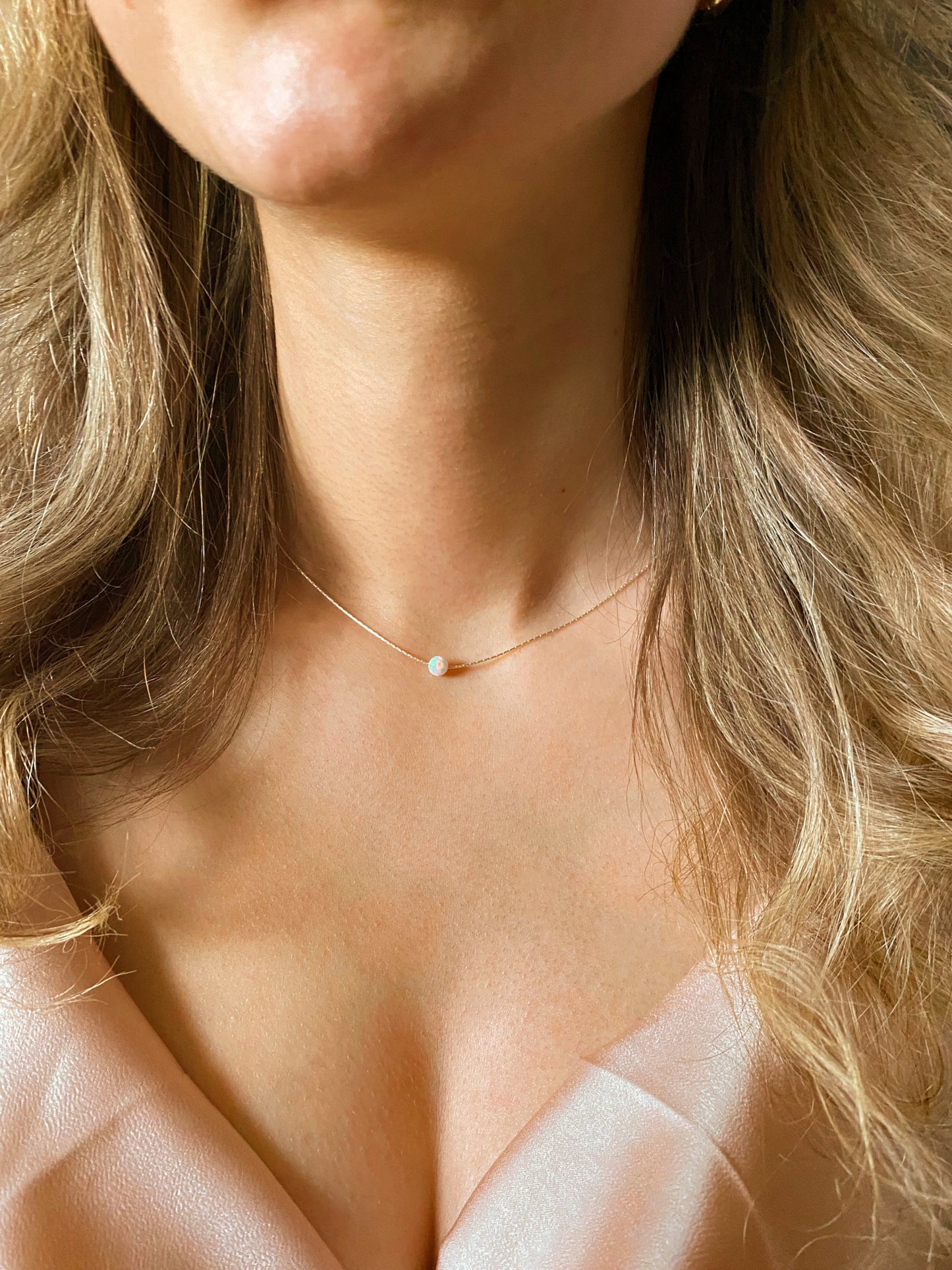 Dainty Ball Opal Necklace In Gold Fill Or Sterling Silver ∙ Small Dainty Statement Necklace