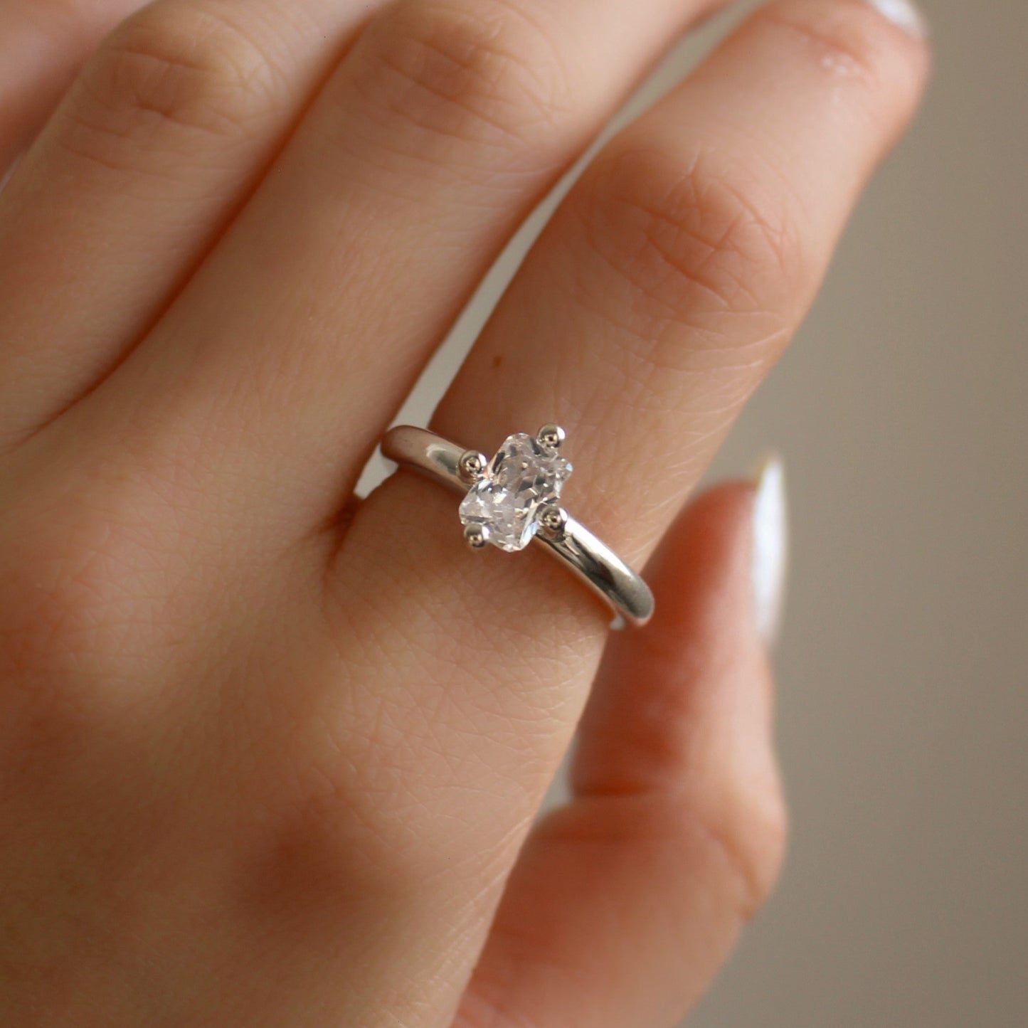 Authentic S925 Sterling Silver Ring ∙ Radiant Diamond Ring ∙ Princess Ring ∙ Adjustable Ring ∙ Waterproof ∙ Gift for girlfriend