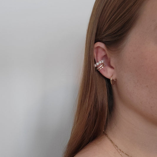 POPY - Upper Ear Freshwater Pearls Cuff | Ear Wrap | Adjustable Ring On Ear | Non Pierced Earrings