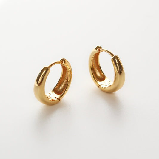 18 karat Gold Vermeil Hoops Earrings ∙ New version ∙ Huggies Gold Hoop ∙ 18mm Outside ∙ Mother's Day Jewelry ∙ Hypoallergenic ∙ WATERPROOF