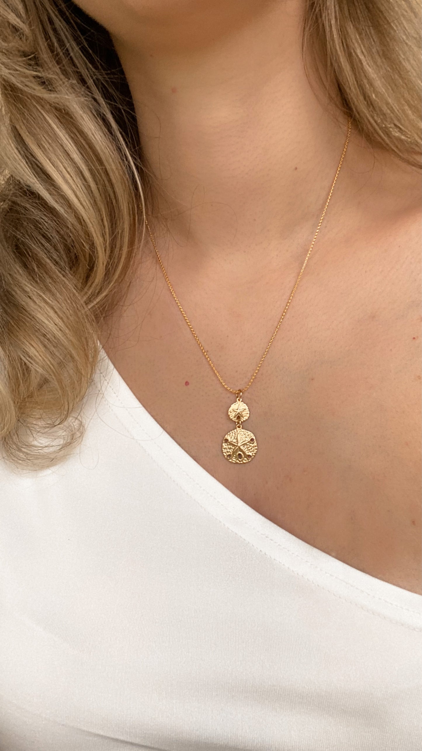 14k Gold Filled Necklace ∙ Sea Shell Necklace ∙ Beach Wedding Necklace ∙ Pendant 2 Coins Necklace For Women