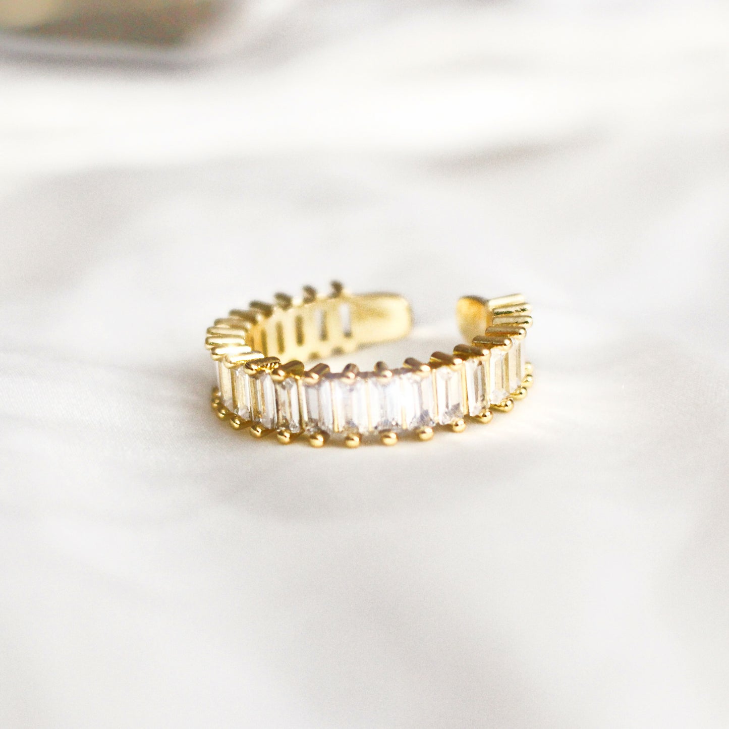 JAZLYNN - Adjustable Gold Baguette Ring| Zircon Band Ring