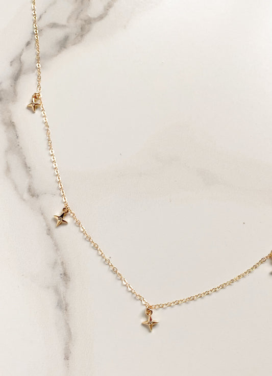14K Gold Filled North Star Necklace ∙ Beautiful Celestial Choker Gold Chain For Women ∙ Dainty Minimalist Layering Dangle Necklace Set