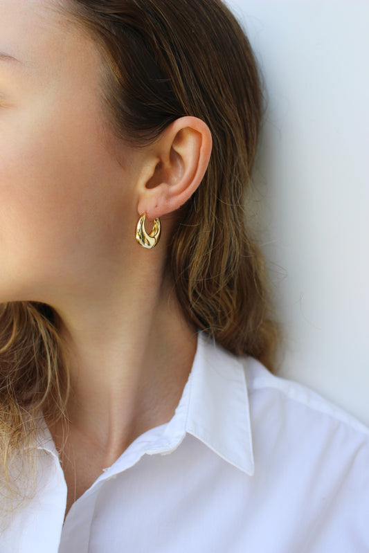 PURSA - Chunky Double Dipped 14kt Gold Hoops Earrings | 19mm | Minimalist Creoles
