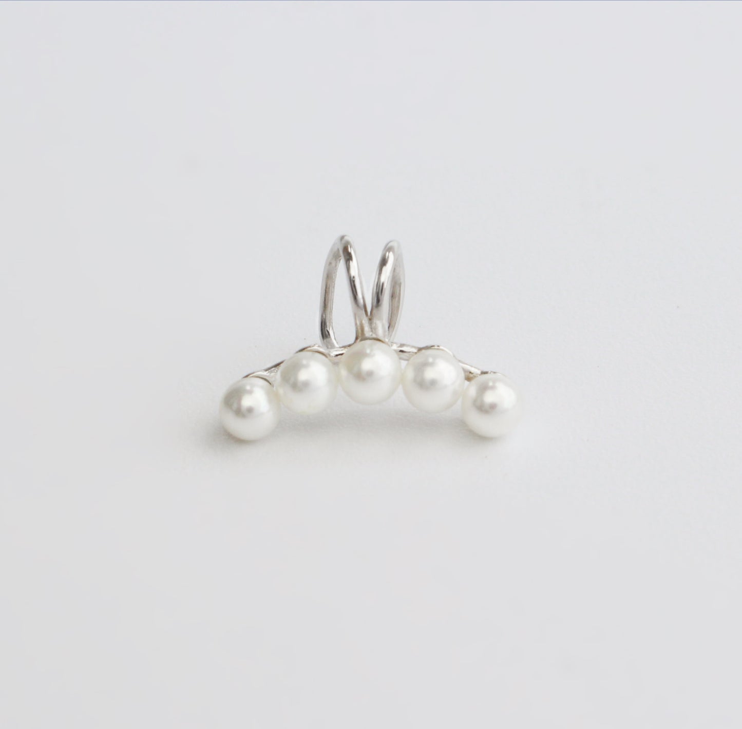 925 Sterling Silver Line Pearl Ear clip Without Piercing For Her