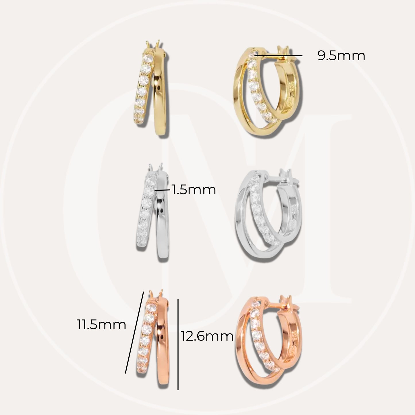 18k Gold Vermeil Waterproof Earrings ∙ Pave Gold Huggie Hoops ∙ Diamond Earrings ∙ Gift for her ∙ Dainty Hoops