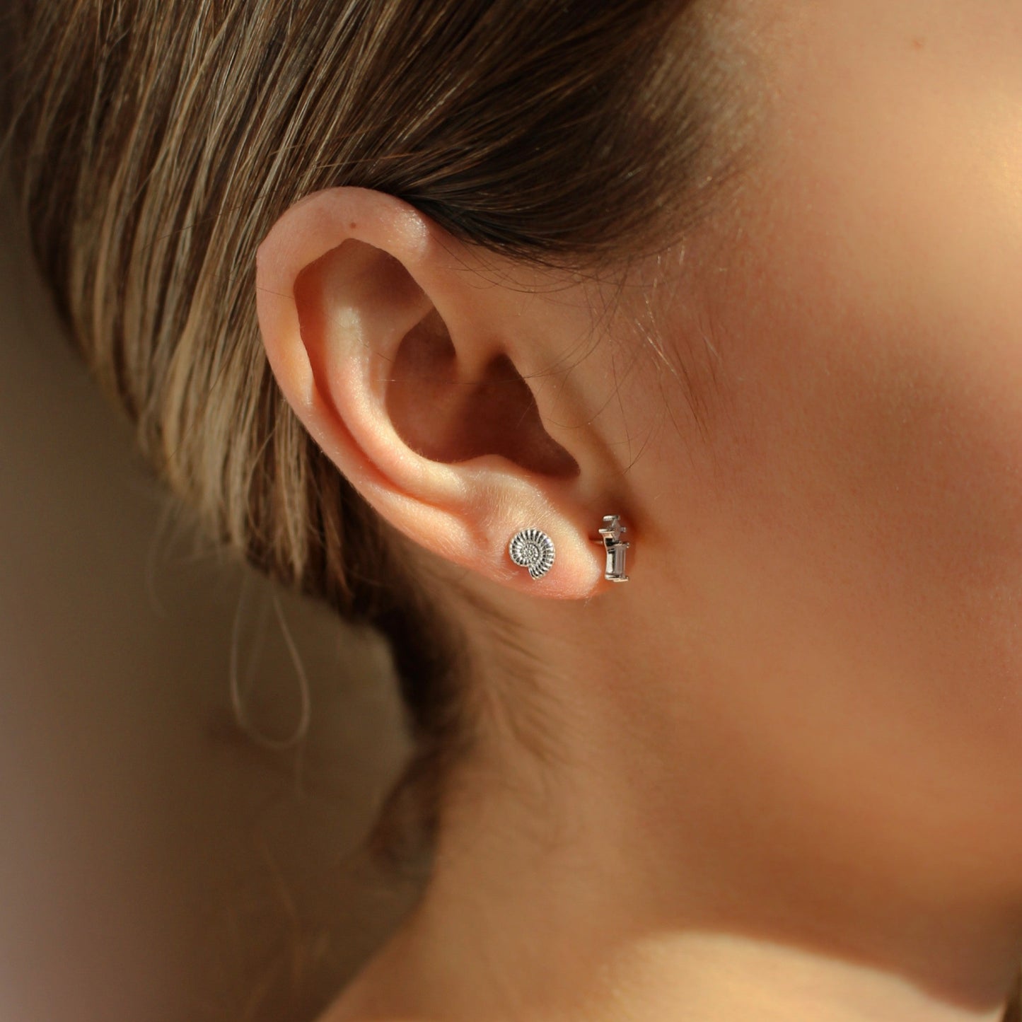 18k Gold Vermeil Ammonite Shell Stud Earrings