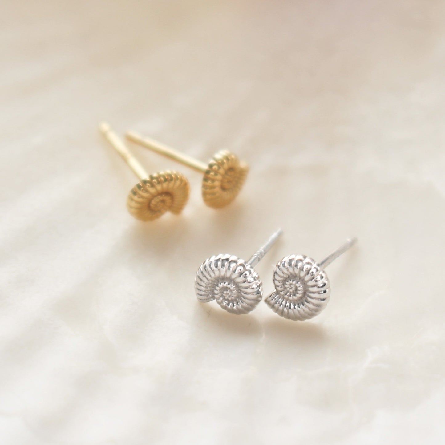 18k Gold Vermeil Ammonite Shell Stud Earrings