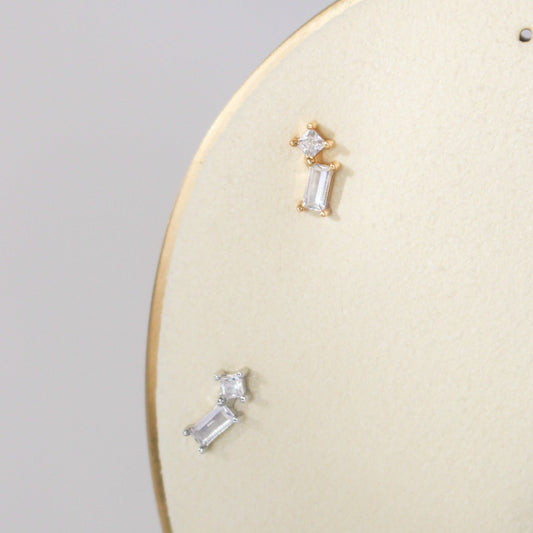 18k Gold Vermeil Multi Baguette Stud Earrings
