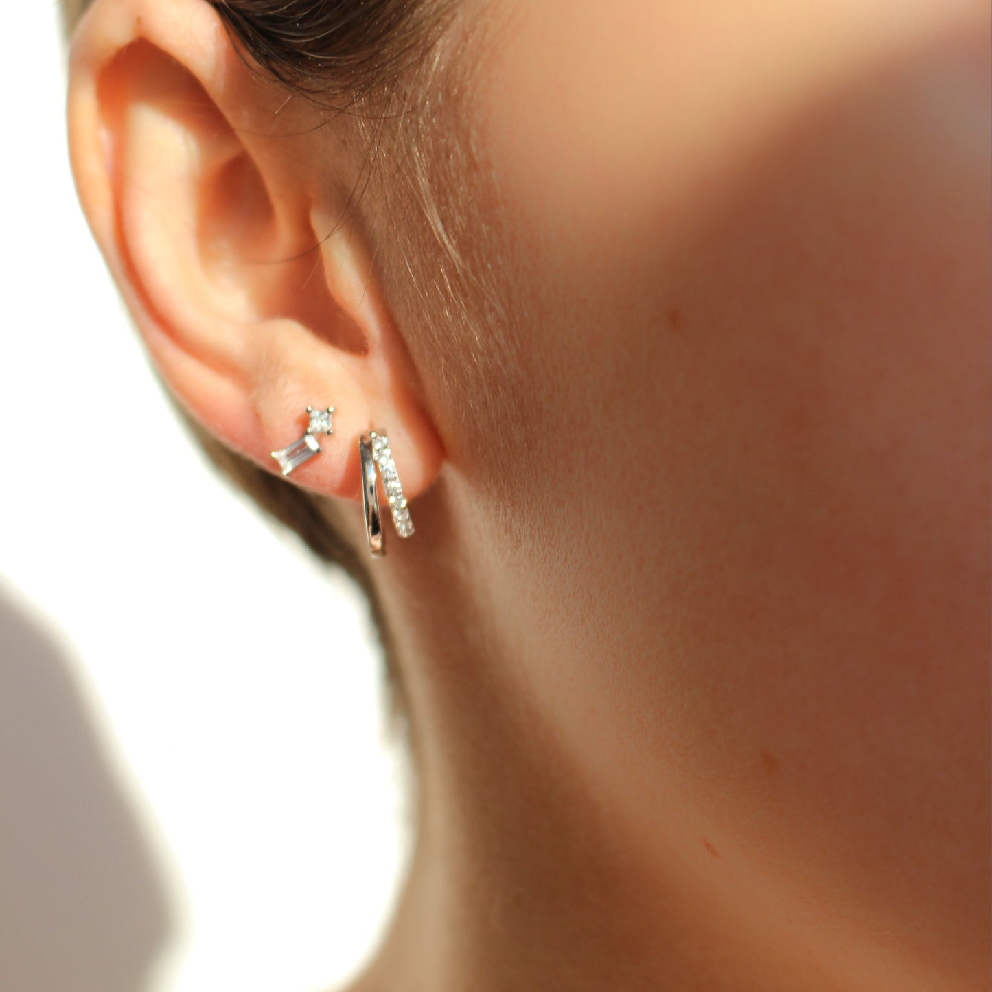 18k Gold Vermeil Multi Baguette Stud Earrings
