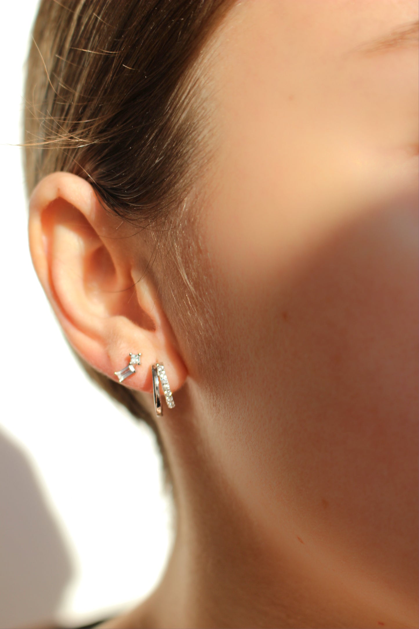 18k Gold Vermeil WATERPROOF Stud Earrings ∙ Meets American standards ∙ Baguette Earrings ∙ Minimalist Cartilage Stud ∙ AAAAA Cubic Zirconia