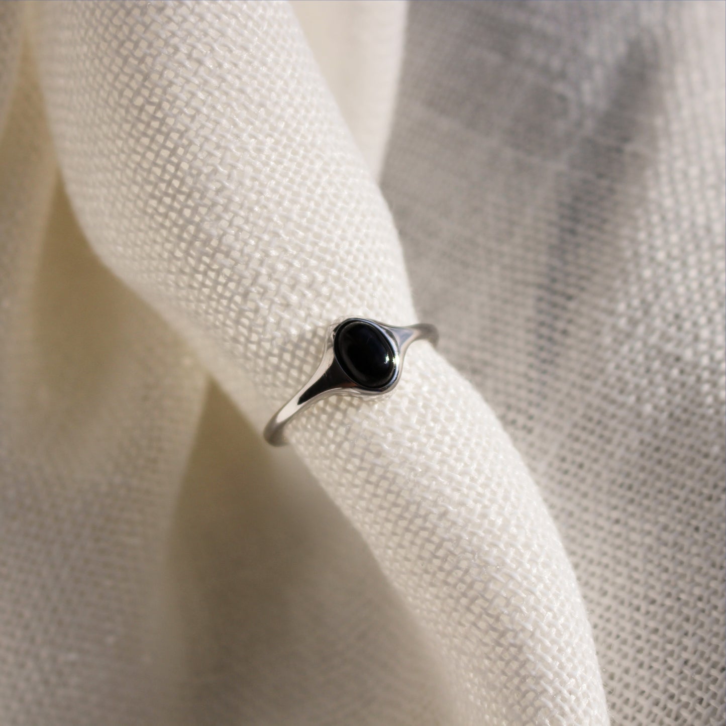 ONY - S925 Sterling Silver Ring ∙ Waterproof ∙ Black Agate ∙ Adjustable Ring ∙ Stone ring ∙ Engagement Ring