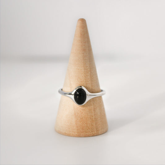 ONY - S925 Sterling Silver Ring ∙ Waterproof ∙ Black Agate ∙ Adjustable Ring ∙ Stone ring ∙ Engagement Ring