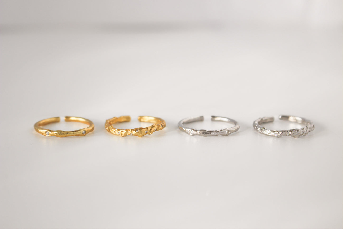 ROCKY - Waterproof Ring in 925 Sterling Silver ∙ Thin Fine Stackable ring ∙ Easy adjustable ring ∙ 100% silver ∙ Micro-inlaid zircon
