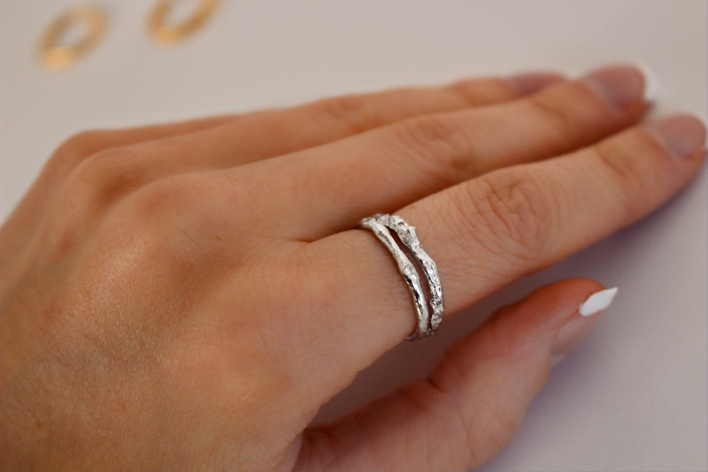 ROCKY - Waterproof Ring in 925 Sterling Silver ∙ Thin Fine Stackable ring ∙ Easy adjustable ring ∙ 100% silver ∙ Micro-inlaid zircon