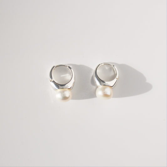 Pearl Hoop Earrings in 925 sterling silver · Fashion Women Earrings Silver Clip