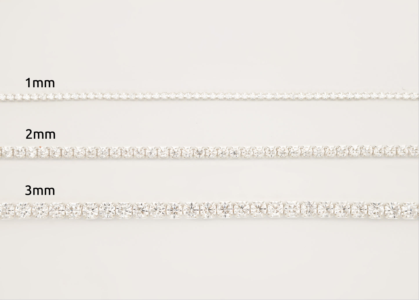 Luxurious Women's Bracelet in 925 Sterling Silver ∙ Row of Crystals ∙ Sparkling Tennis Bracelet ∙ Zircon Tennis Chain 1mm 2mm 3mm