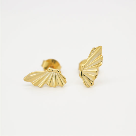 18k Gold Vermeil Metamorphosis Butterfly Wing Earrings ∙ Gold Half Wing Stud ∙ Growth and Transformation Statement