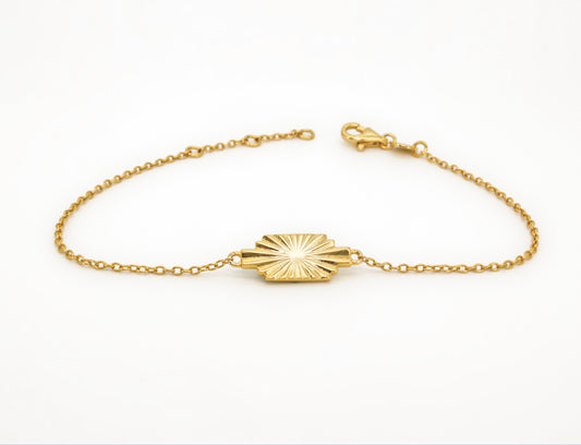 18k Gold Vermeil Sunburst Bracelet ∙ Hexagon Minimalist Bracelet∙ Jewelry For Women ∙ Hypoallergenic ∙ Waterproof