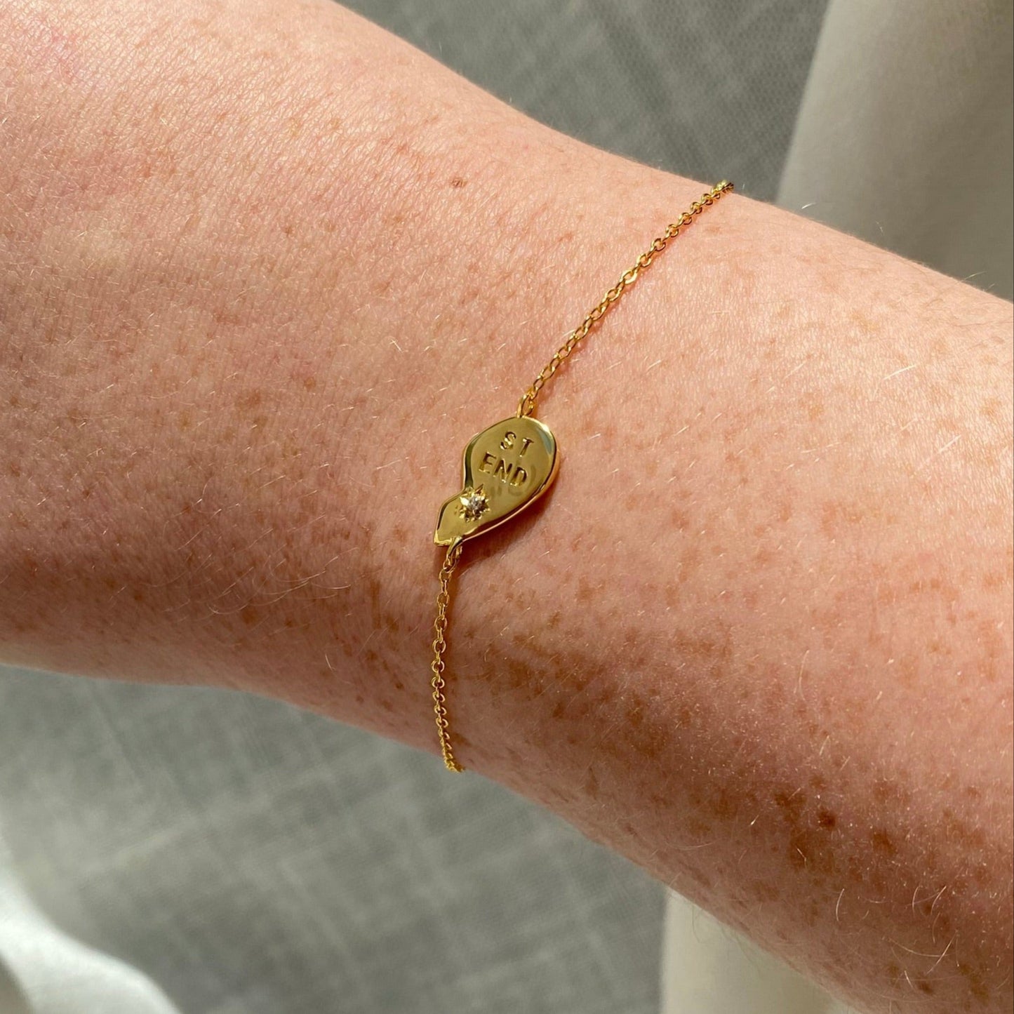 18k Gold Vermeil Friendship Split Heart Bracelet