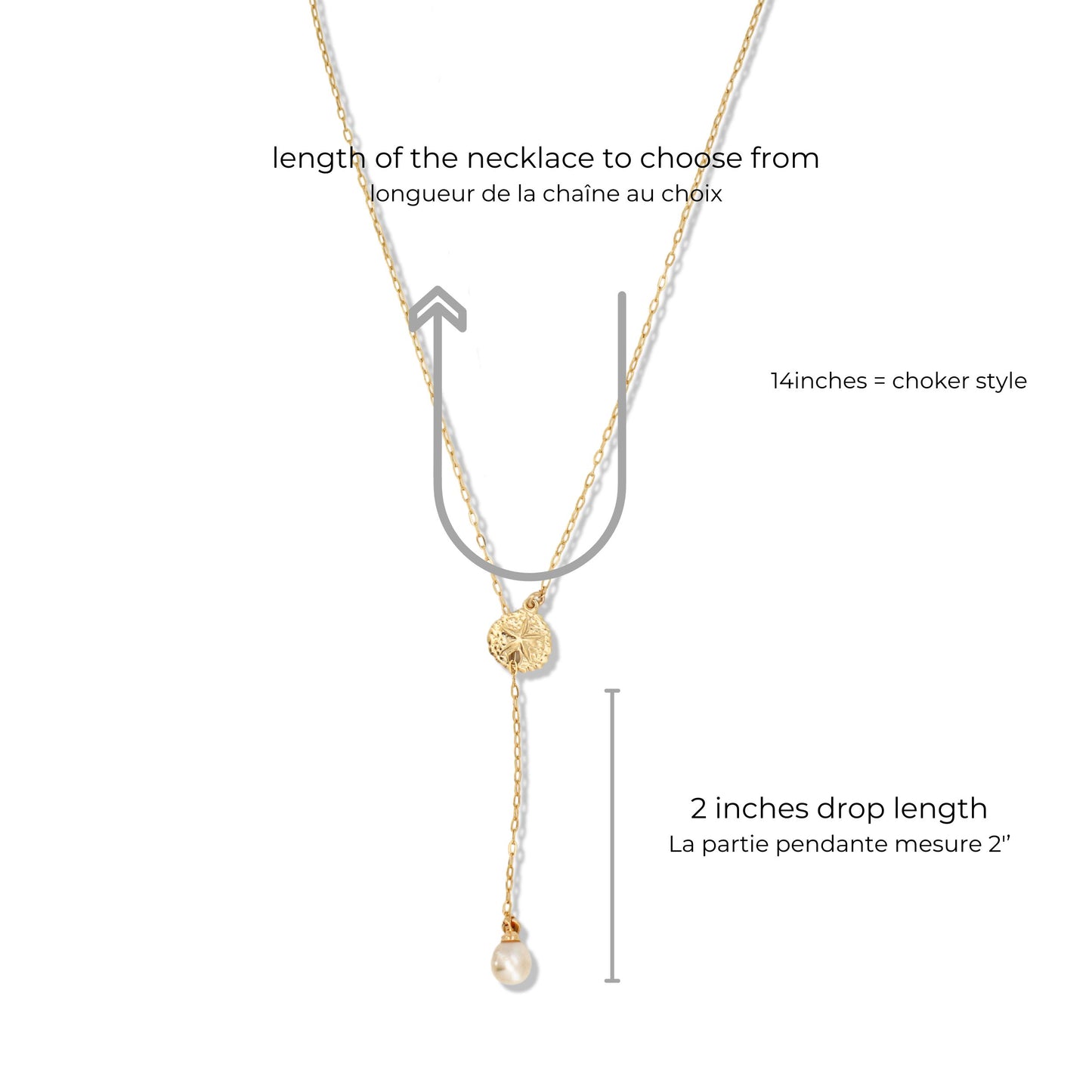 14k Gold Filled Sea Shell Y Necklace with drop pearl ∙ Sand Dollar Charms ∙ Wedding Jewelry ∙ Dangle Pearl Necklace ∙ Waterproof