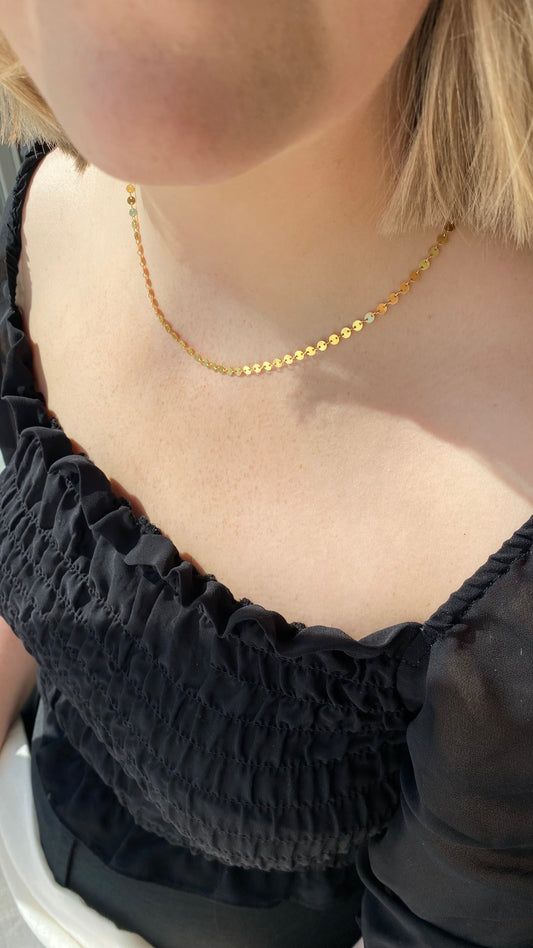 MARGOT - Choker S925 Sterling Necklace ∙ Coin Chain Necklace ∙ Disc Gold Chain ∙ Circle Sequin Chain