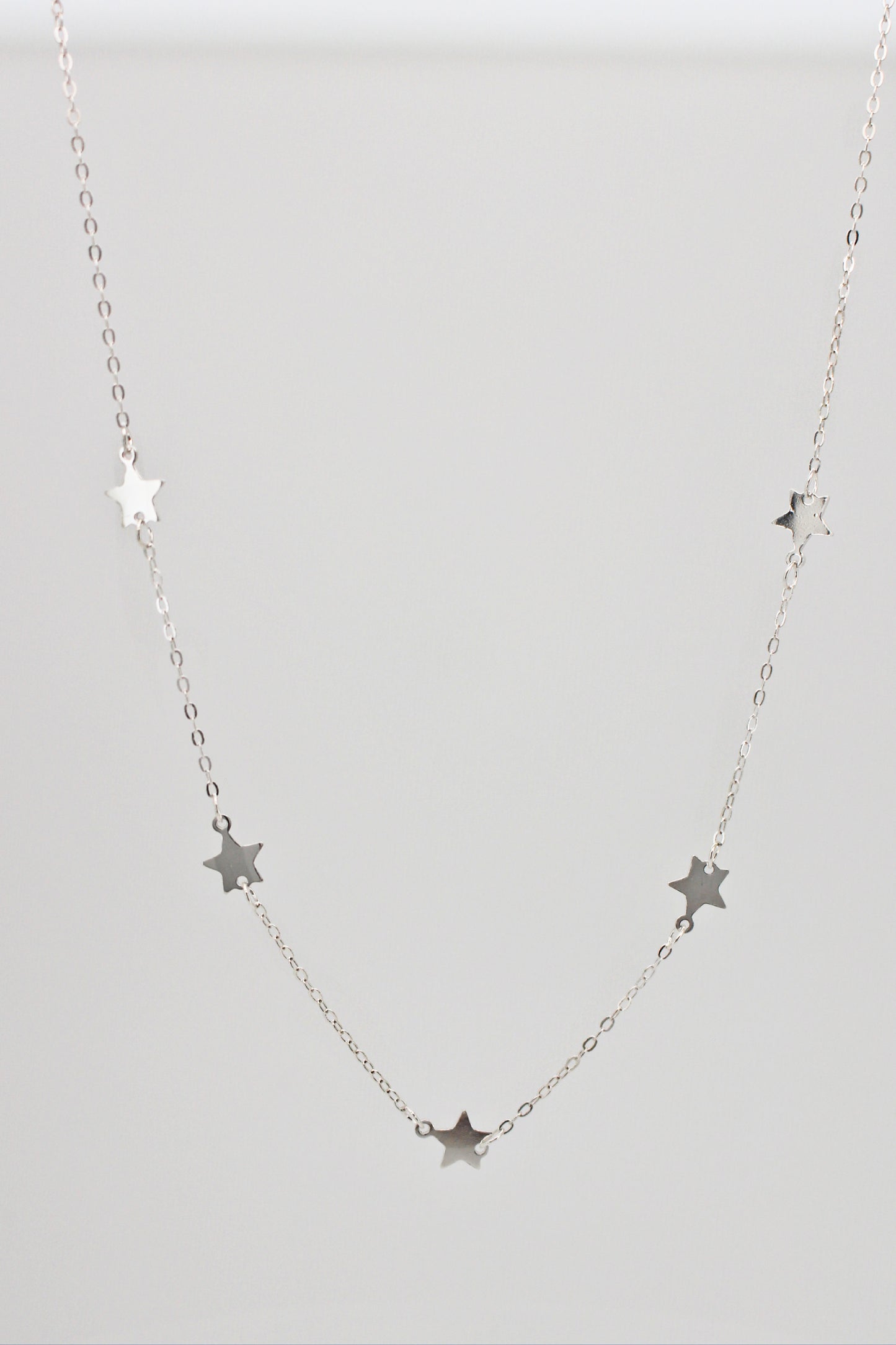 925 Sterling Silver Choker Stars Necklace ∙ Gold Minimal Chain ∙ Multistar Celestial Necklace