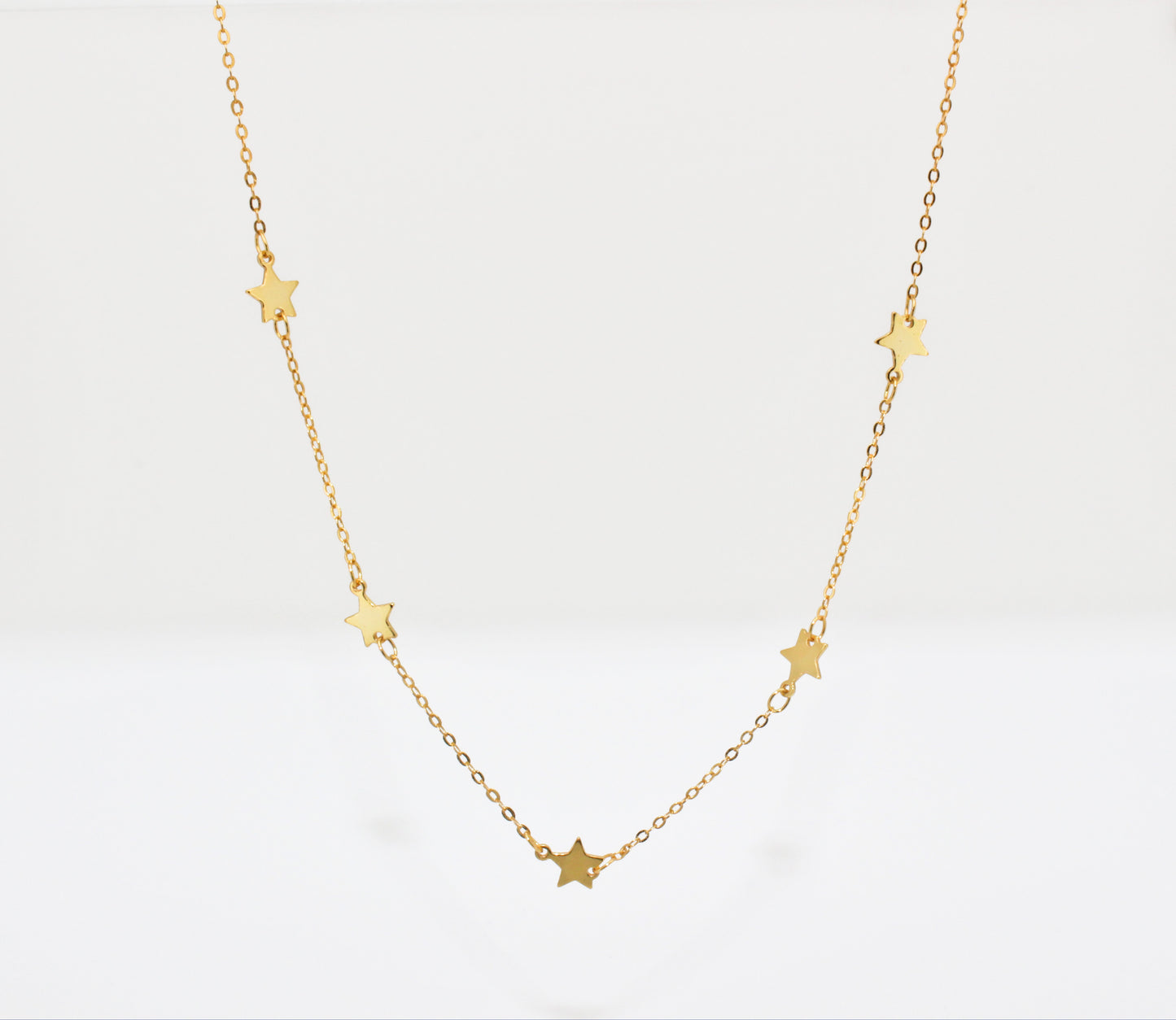 925 Sterling Silver Choker Stars Necklace ∙ Gold Minimal Chain ∙ Multistar Celestial Necklace