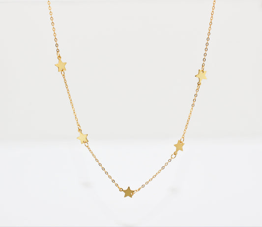 925 Sterling Silver Choker Stars Necklace ∙ Gold Minimal Chain ∙ Multistar Celestial Necklace