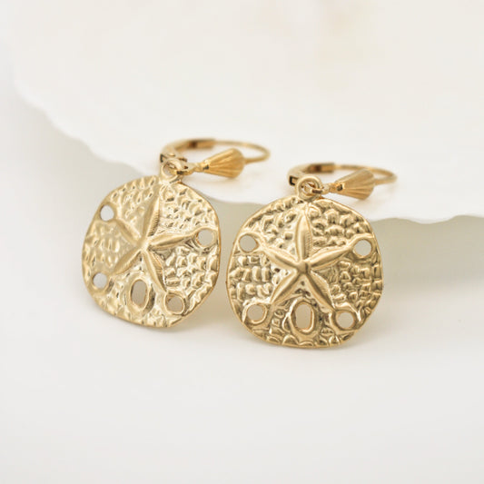 14k Gold Filled Sand Dollar Charms Earrings