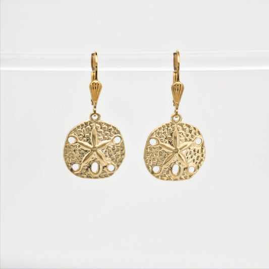 14k Gold Filled Sand Dollar Charms Earrings