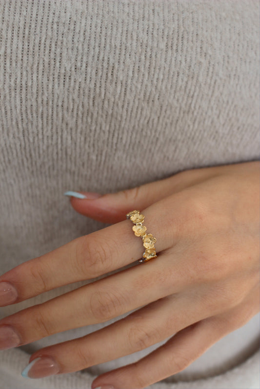 DAISY ∙ 925 Sterling Silver Flower Ring ∙18k Gold Ring ∙ Thick Band ∙ Adjustable Ring ∙ Gift for Mom ∙ Creation Megane