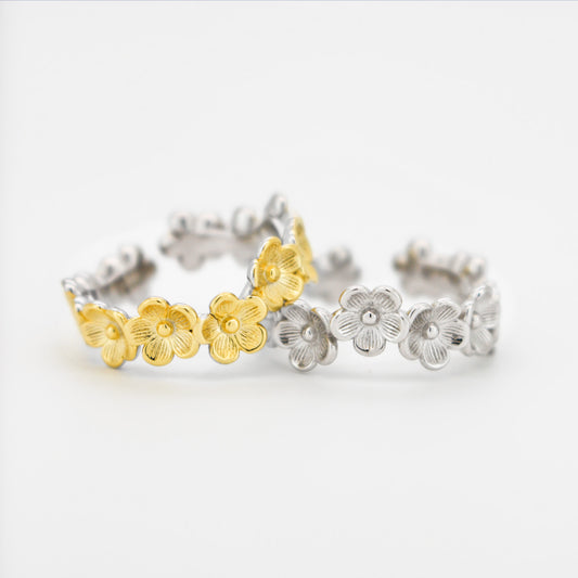 DAISY ∙ 925 Sterling Silver Flower Ring ∙18k Gold Ring ∙ Adjustable Ring
