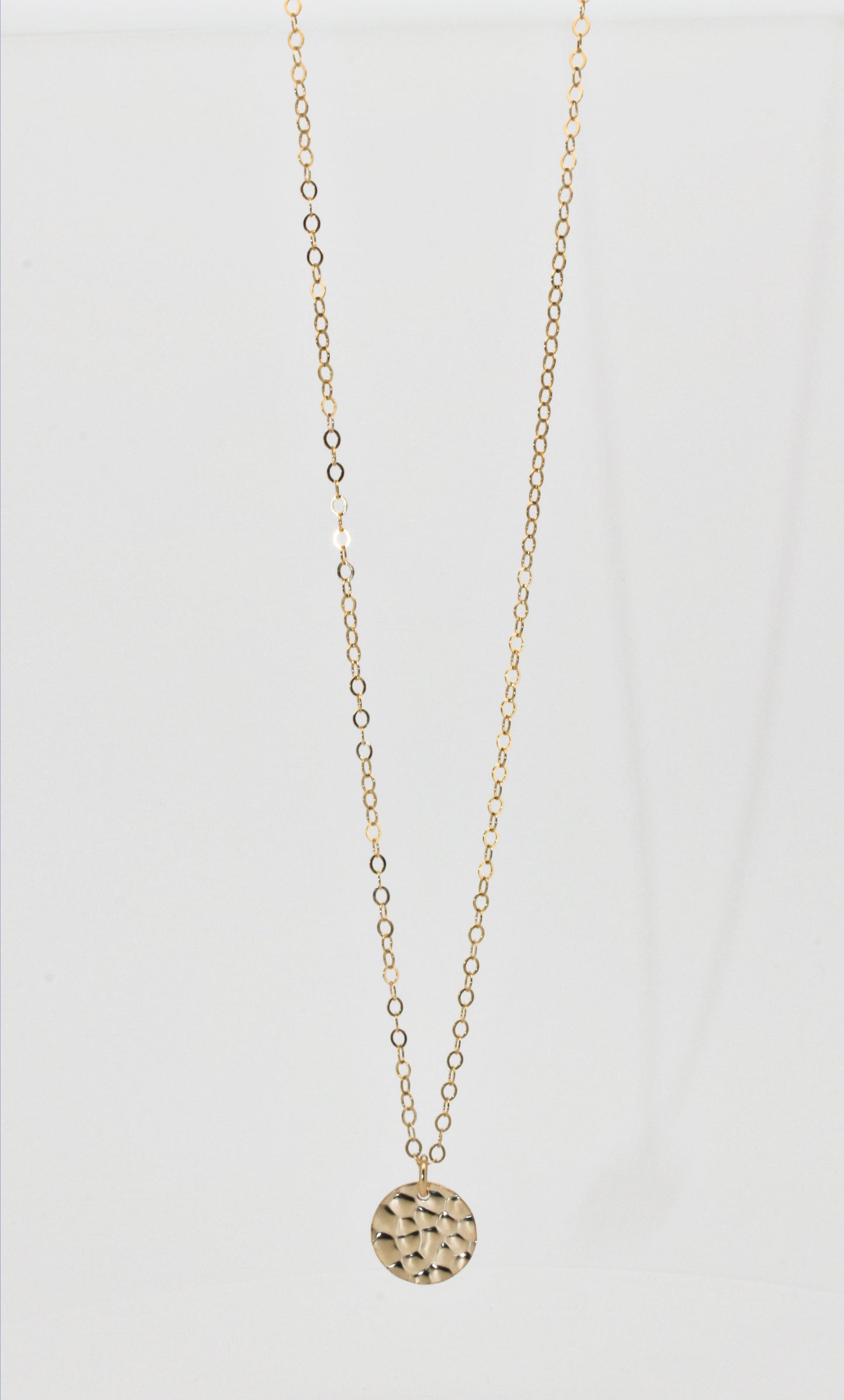 NOA - 14K Gold Filled Hammered Necklace ∙ Gold Coin Charm ∙ Minimalist Gold Chain ∙ Handmade in Canada ∙ Strength necklace