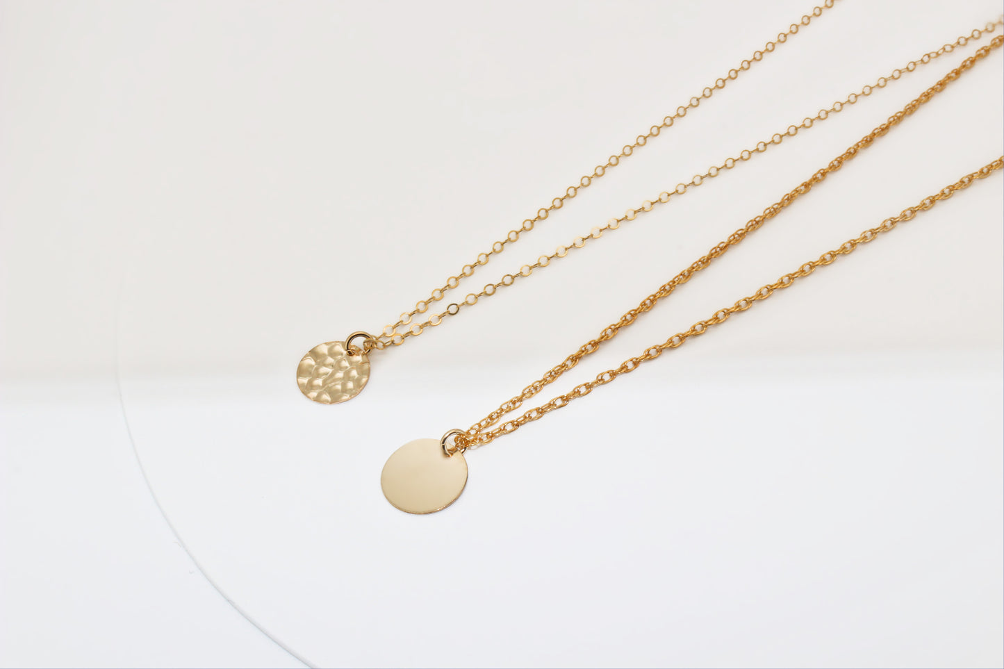 NOA - 14K Gold Filled Hammered Necklace ∙ Gold Coin Charm ∙ Minimalist Gold Chain ∙ Handmade in Canada ∙ Strength necklace