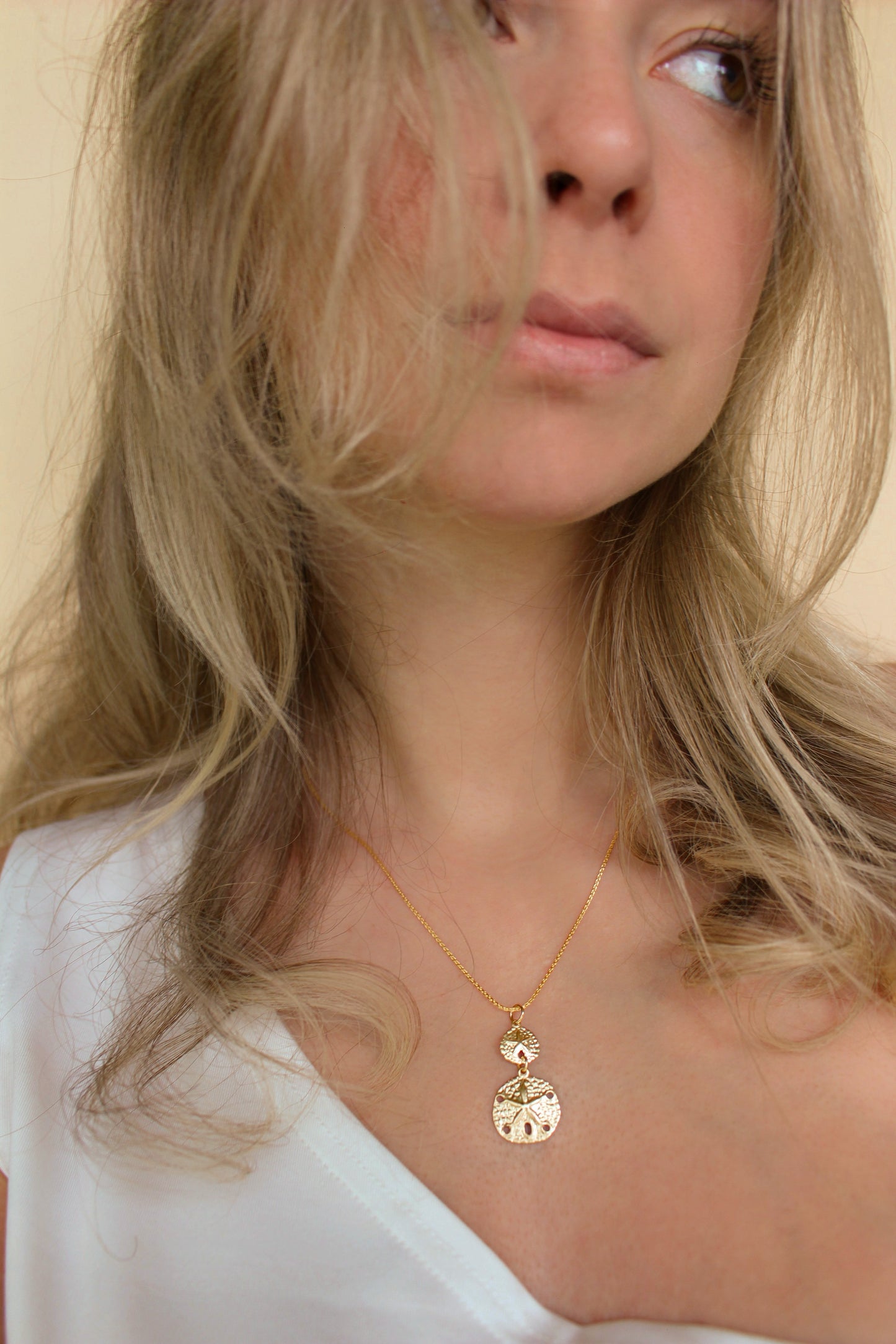 14k Gold Filled Necklace ∙ Sea Shell Necklace ∙ Beach Wedding Necklace ∙ Pendant 2 Coins Necklace For Women