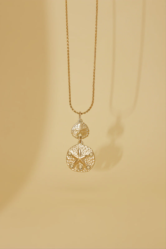 14k Gold Filled Necklace ∙ Sea Shell Necklace ∙ Beach Wedding Necklace ∙ Pendant 2 Coins Necklace For Women