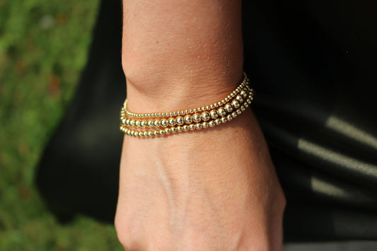 Stretchy Genuine 14K Gold Filled Beaded Bracelets for Women ∙ Gold Fill Beaded Bracelet ∙ Popular Classic Gift ∙ Waterproof ∙ 6.5inches