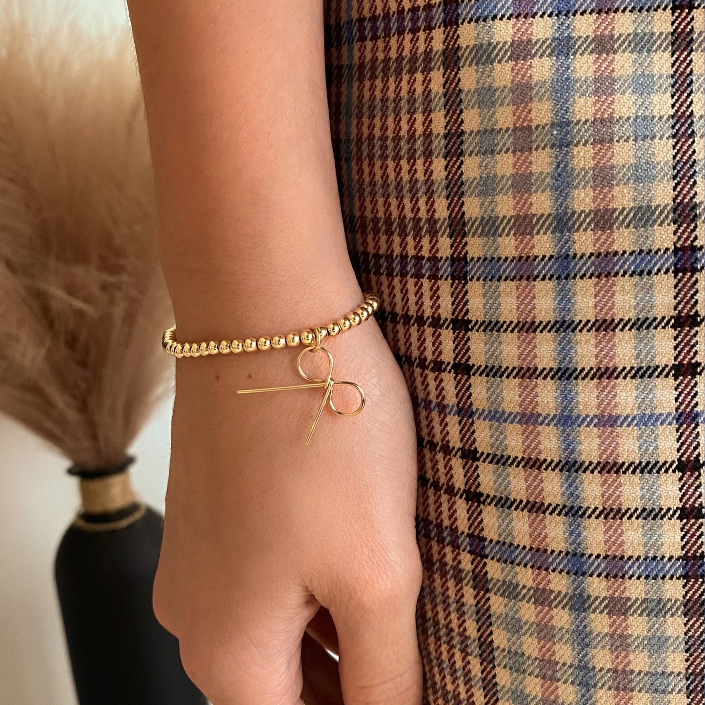 Bow Knot Ball Bracelet in 14k Gold Filled · Ribbon Bow · Best Friend Bracelets · Bracelet for Women · Anti Tarnish · Beaded Bracelet