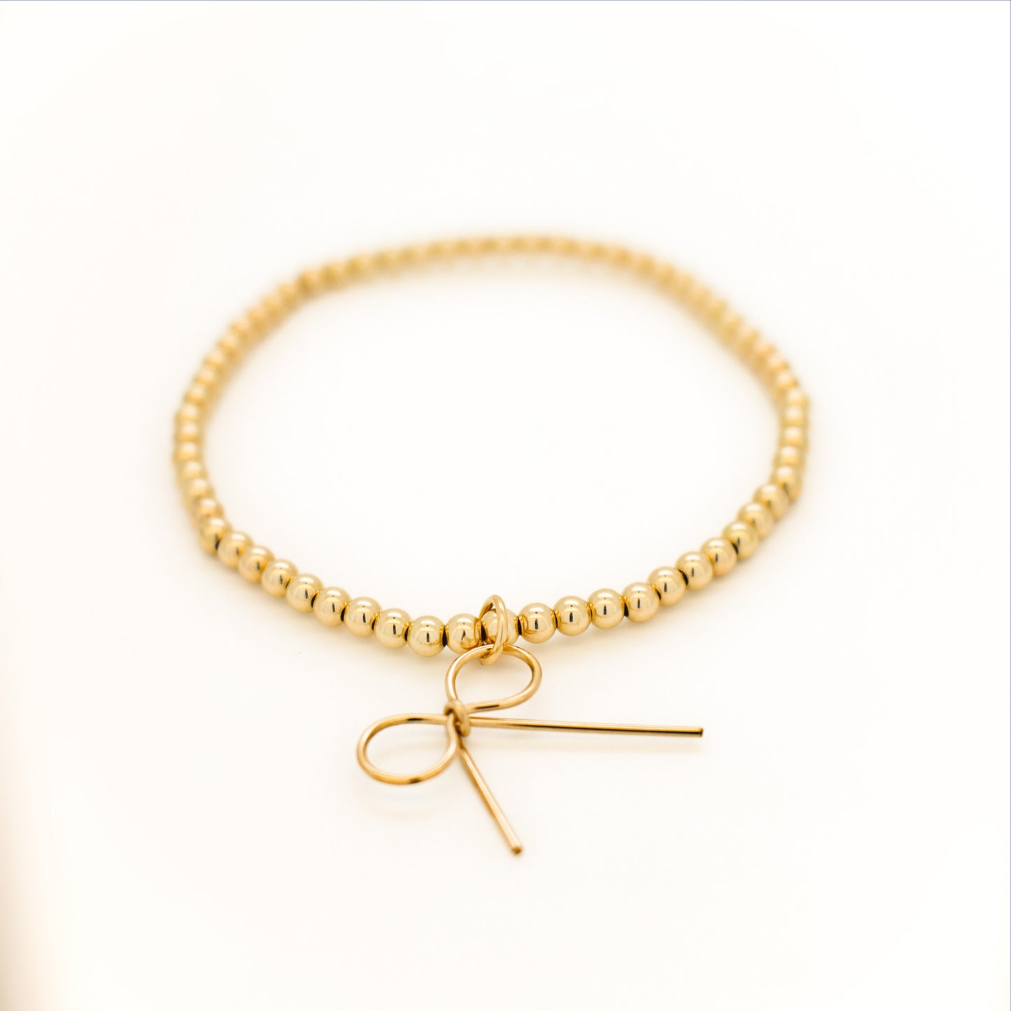 Bow Knot Ball Bracelet in 14k Gold Filled · Ribbon Bow · Best Friend Bracelets · Bracelet for Women · Anti Tarnish · Beaded Bracelet