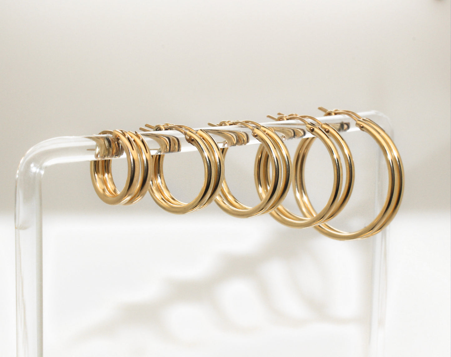 14k Gold Filled Thick Hoops Earrings · Tarnish Free Creole Earrings · 1 pair · Simple Everyday Hoop · Large Tube Hoops