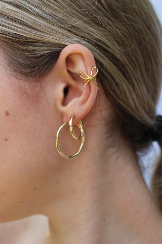 14k Gold Filled Thick Hoops Earrings · Tarnish Free Creole Earrings · 1 pair · Simple Everyday Hoop · Large Tube Hoops