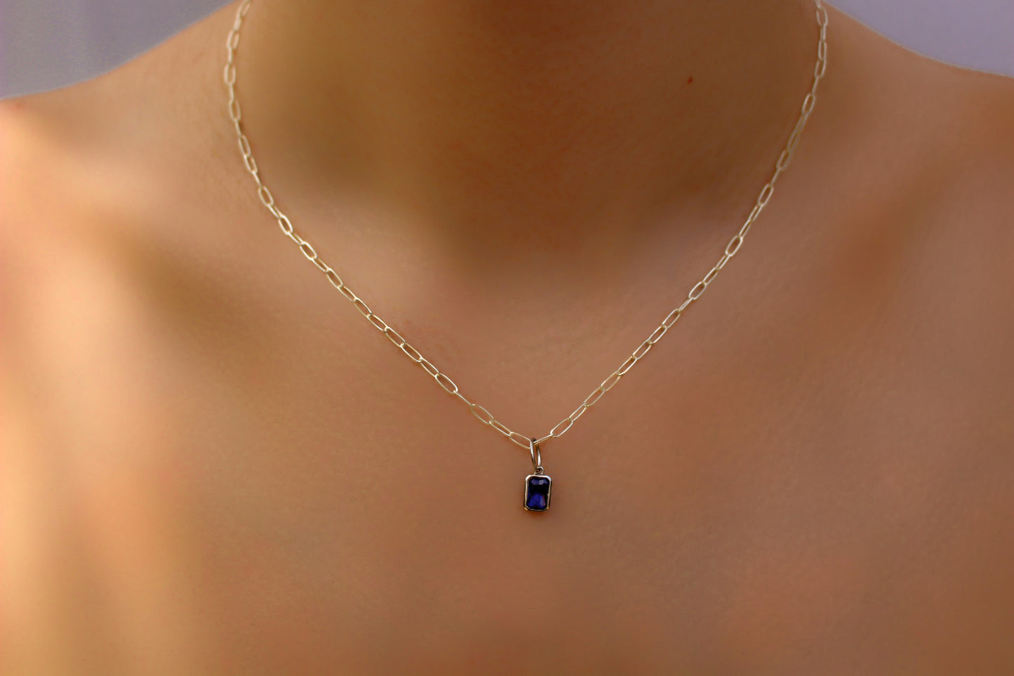 Minimalist Birthstone Zircon Necklace in 925 Sterling Silver ∙ Birth Month Dainty Necklace ∙ Blue Pink Green Opal Zircon Charm ∙ Waterproof