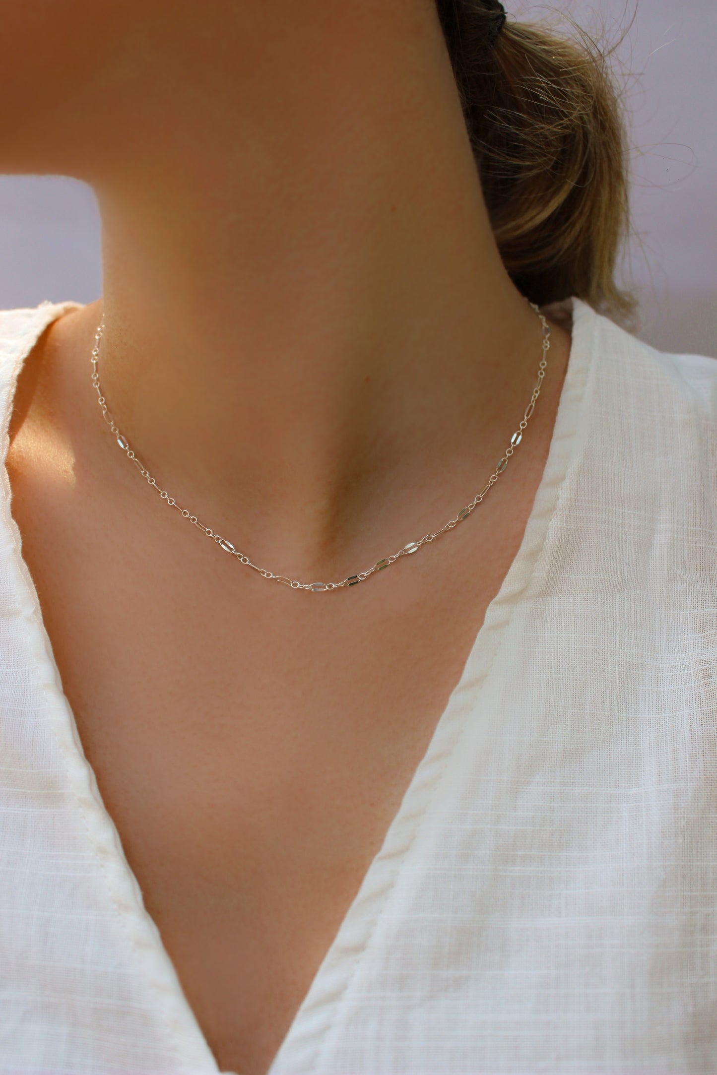 14k Gold Filled Chain Lip Shape ∙ Sequin Lace Chain ∙ Shiny Bar Necklace ∙ Delicate Minimalist Necklace ∙ Layering ∙ Anti Tarnish ∙ 2.4mm