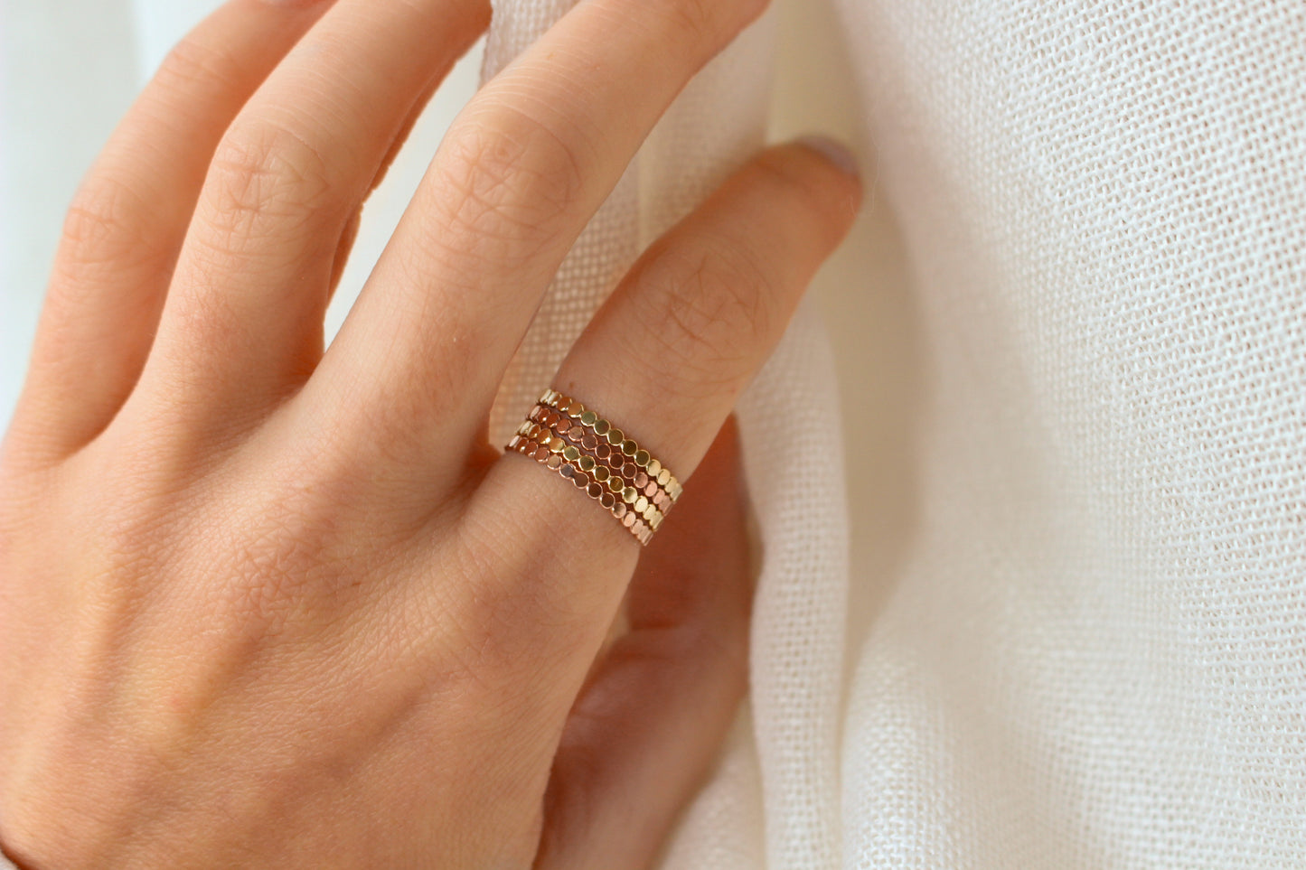 Flat Beaded Ring in 14k Gold Filled or Rose Gold Filled ∙ Dot Ring