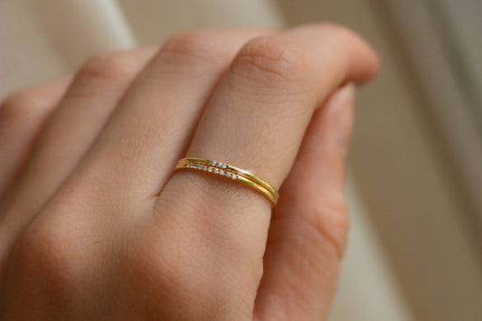 CZ Diamond Ring in 14K Gold Filled ∙ Knuckle Rings ∙ Minimalist Sparkling Thin Ring ∙ Mother Daughter Gift ∙ Wedding Ring