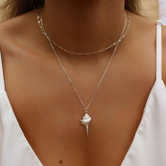 925 Sterling Silver Conch Shell Necklace with 18k finish