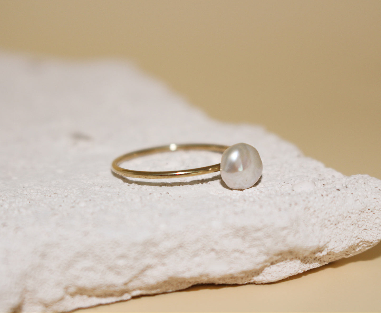 14K Gold Filled Dainty Freshwater Pearl Ring For Women · Baroque Irregular Ring
